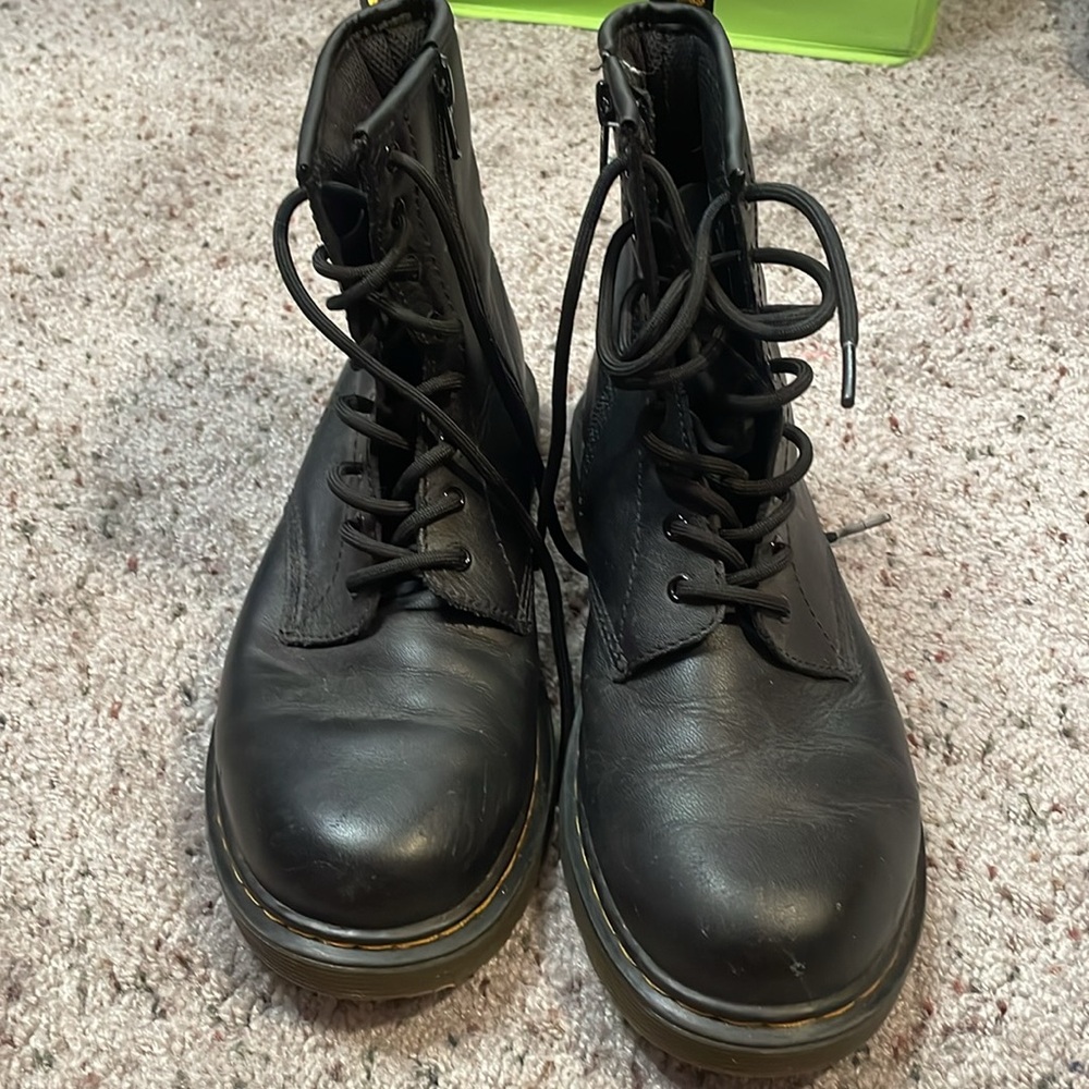 Dr Martins Black Combat Leather Zip Up Boots‎ Size 5 - Picture 2 of 6